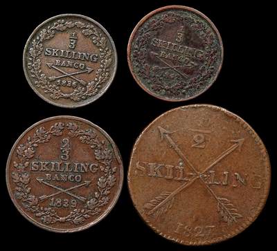 修遠堂世界钱币第九十五期 - 19世纪瑞典铜币4枚