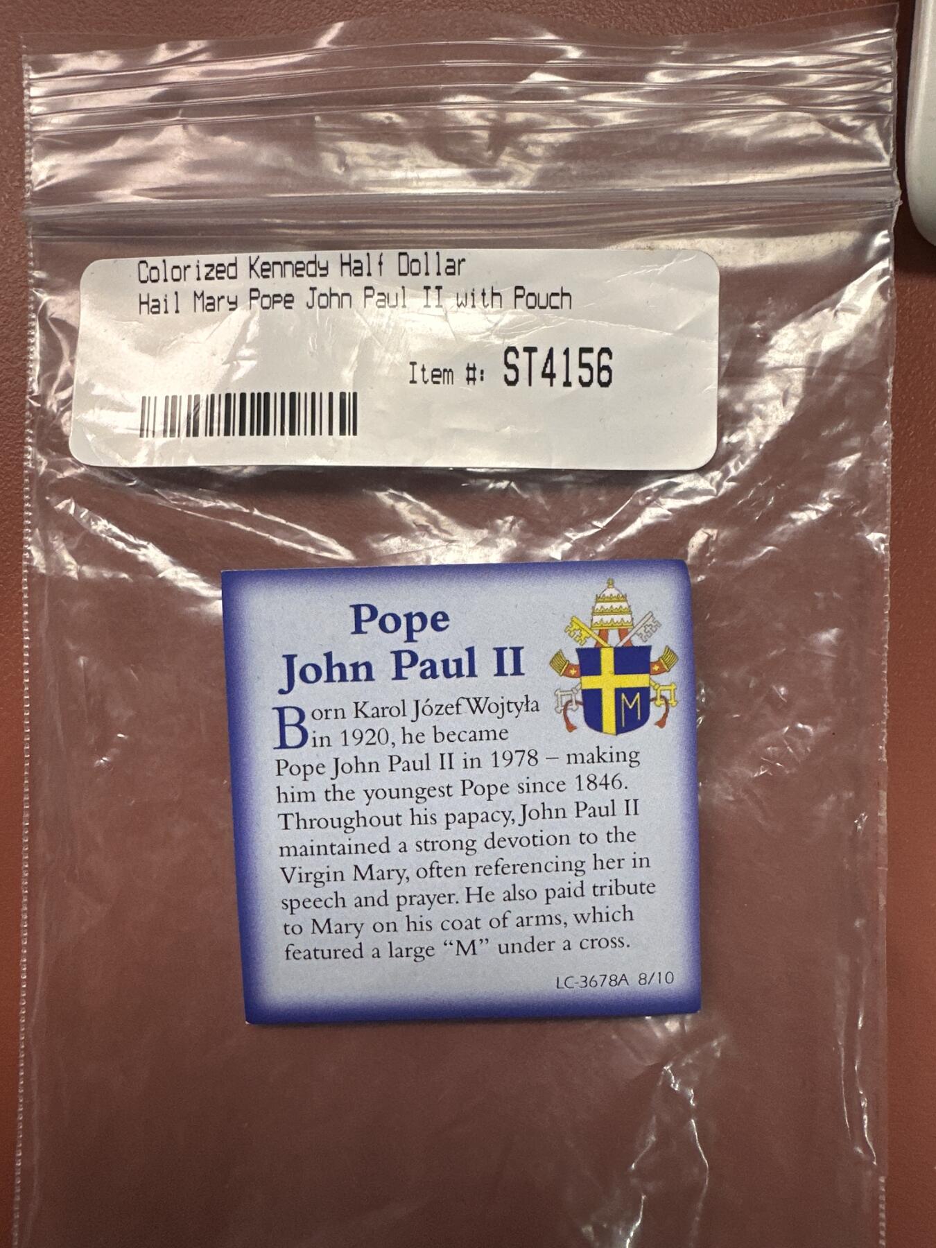 12.4铜章专场 2010年彩色肯尼迪半元 教皇约翰保罗二世