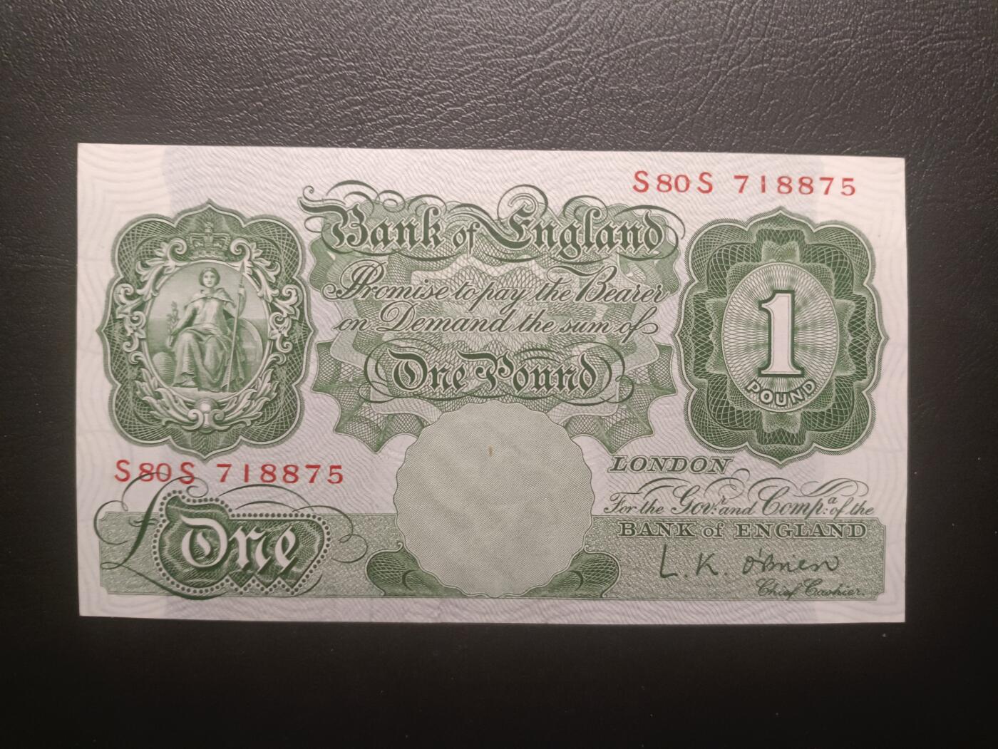 2025十一月第七期，总205期 英格兰A序列1镑O'Brien签名UNC-有裂口，稀有补号冠S/S