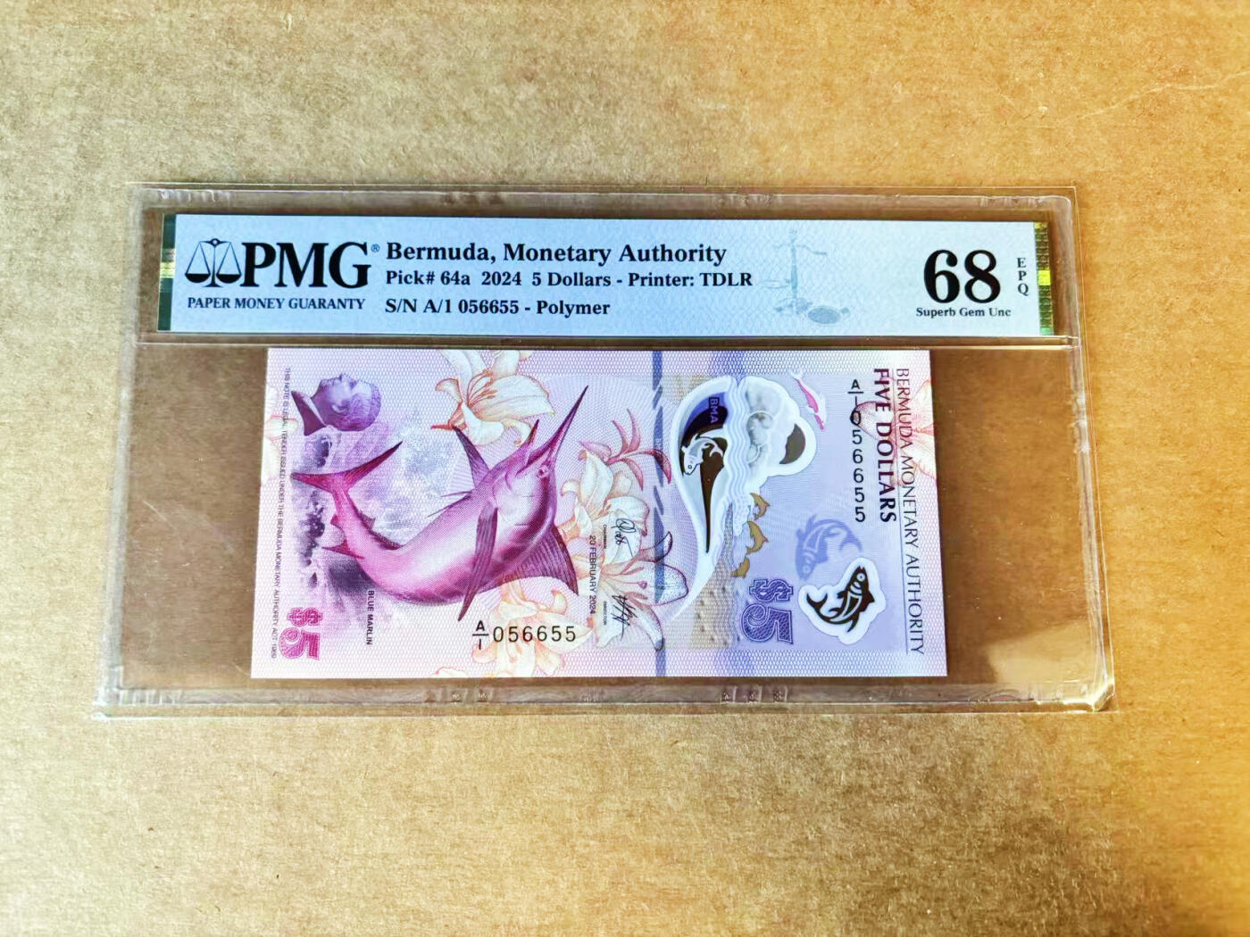 【Blue Auction】世界纸币精拍第756期——18级TOP拍卖/信誉/品质/专业/高效💫 【A/1首发冠 获奖钞 无47】百慕大 2024年5元 PMG68EPQ 高分