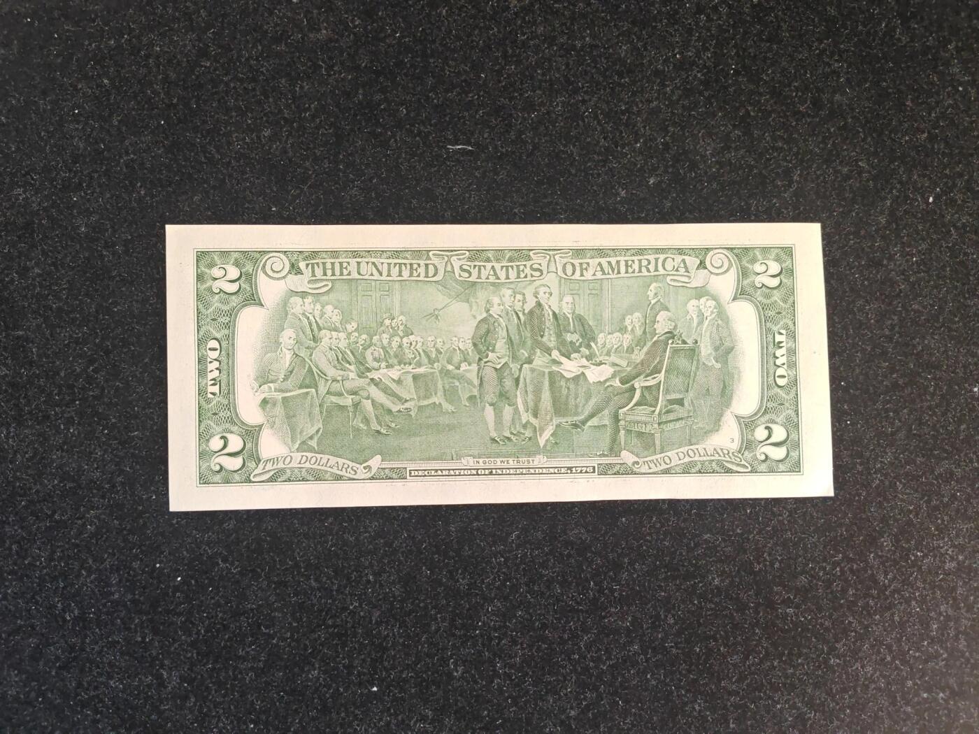美国纸币 2003年 (稀少首发正年份版 无A版）2美元 I区 首发A冠  全新UNC 单价 