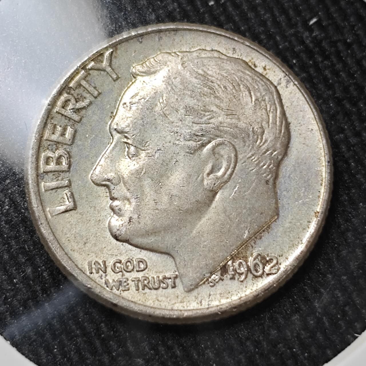 KK钱币收藏小铺 （套币 好品/批量散币 银币）专场  2月预留时间 周末发货    1962美国10分银币