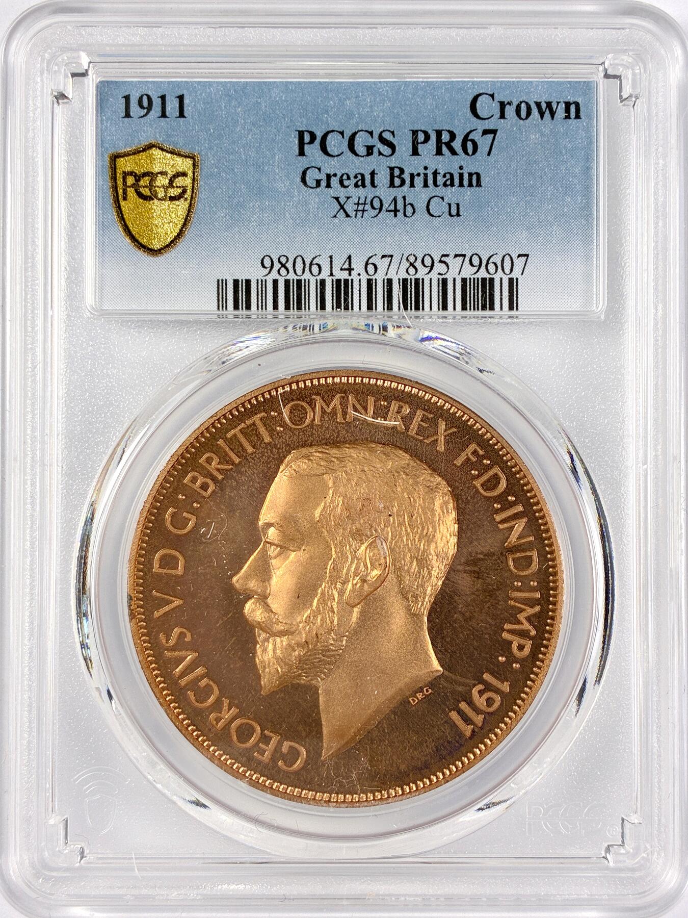 【雨安】【直播拍卖】【世界币章117期-评级币】2025-11-29 周六 19:30 保真 [评级欧洲] Great Britain 英国 1克朗 1911年 乔治五世 X#94b 精制 PCGS-PR67