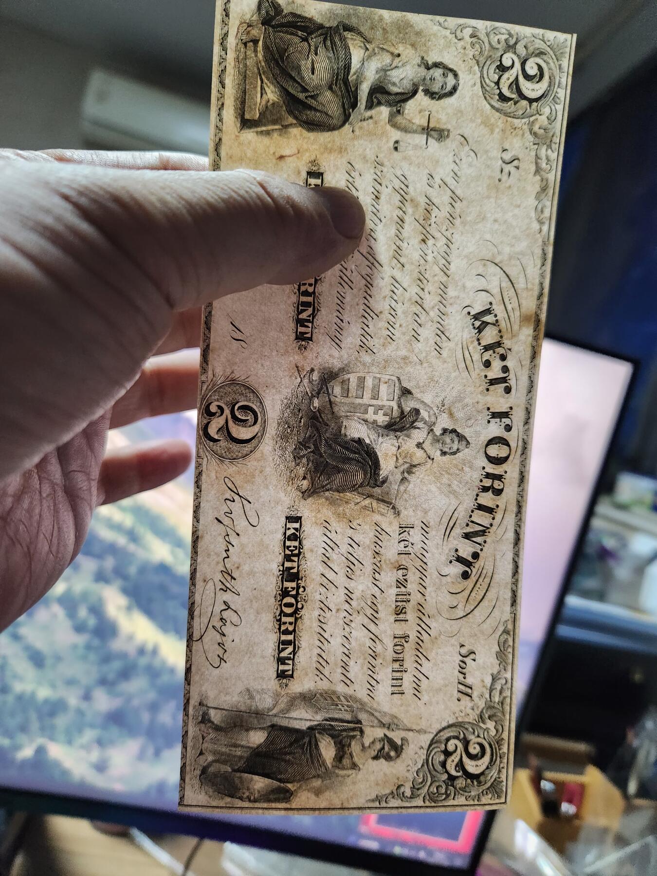 11月30号晚上8点 外国纸币自动截拍第66场 匈牙利1864年2福林 新品