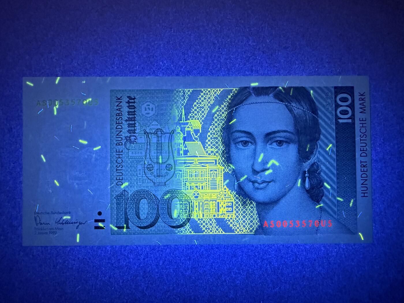 《艾美收藏》第222期-11.30周日外币畅拍 德国100马克 UNC 1989年 初版克拉拉 无4