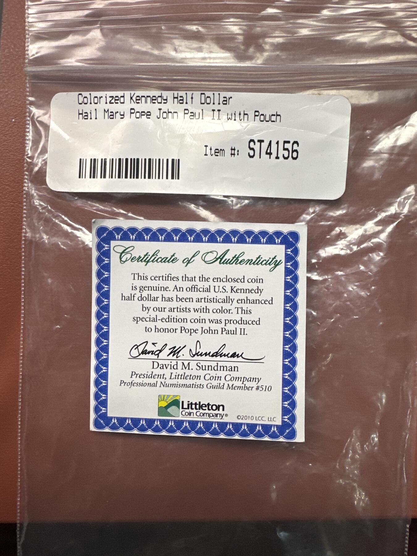 12.4铜章专场 2010年彩色肯尼迪半元 教皇约翰保罗二世