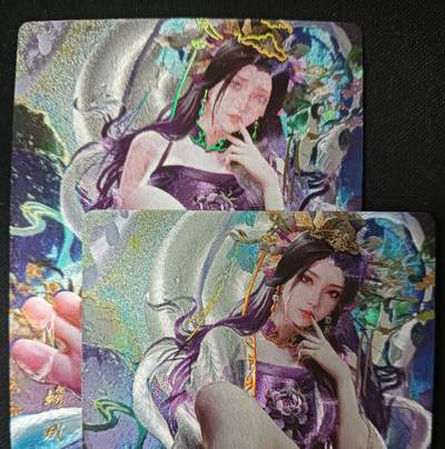 花开卡拍第53期（12月28号周日截拍，品控勿拍!!!拍品不寄存，运费5元，自制卡难免瑕疵，可能存在轻微撞角爆边等出厂瑕疵，品控介意勿拍！） - 星宿卡牌 媚玄鉴 嫦娥冷烫全粗2张