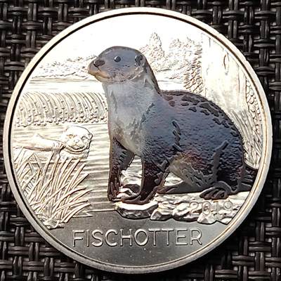 布加迪🐬～世界钱币(上海)🌾第 262 期 /  各国套币和散币 - 奥地利🇦🇹2019年多彩生物系列11～水獭3欧彩色夜光铜镍纪念币