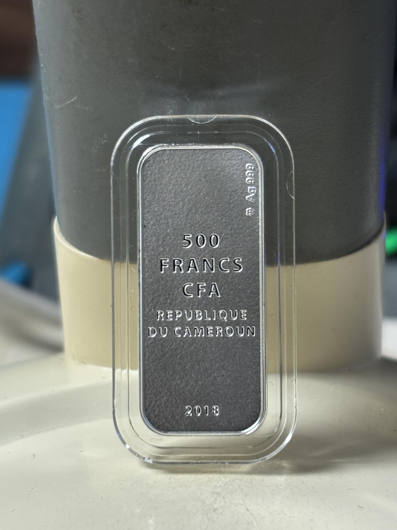 第183期拍卖 喀麦隆2018伊甸园亚当和夏娃彩印条形组合银币，999银，10克*2，发行999套