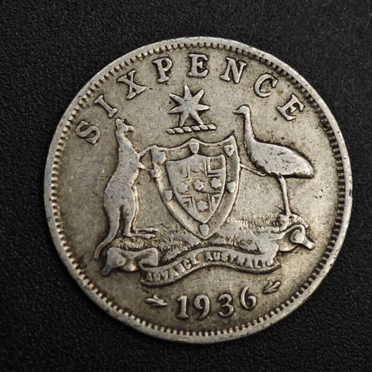 【淘币小摊】限时拍第八百一十二拍  小银币场  满百包邮可预留两周  周一统一发货  澳大利亚1936年乔治五世6便士银币