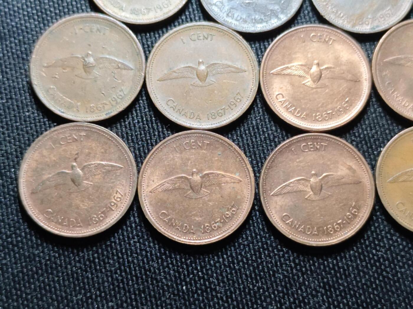 KK钱币收藏小铺 （套币 好品/批量散币 银币）专场  2月预留时间 周末发货  加拿大建国200周年1分纪念币一组14枚