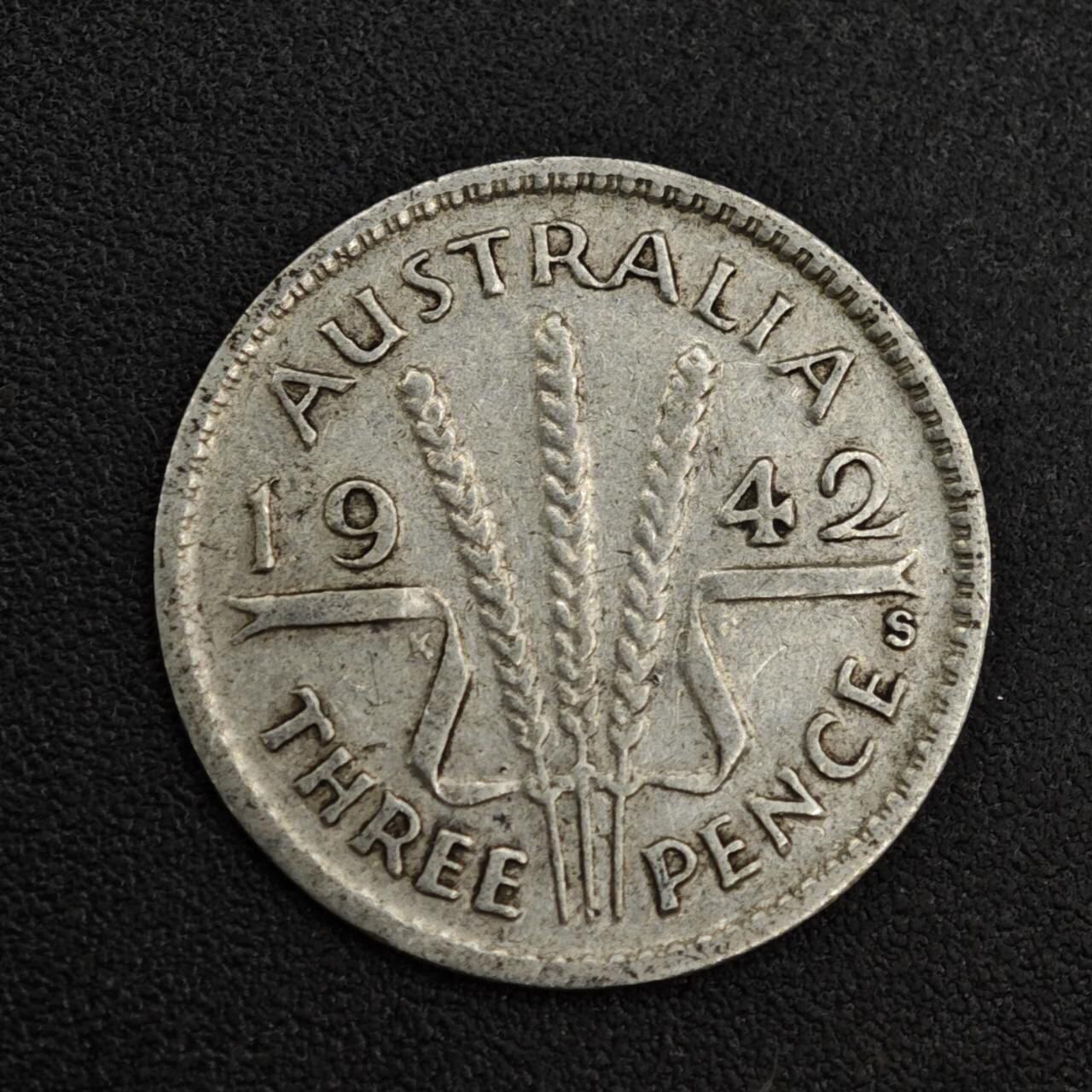 【淘币小摊】限时拍第八百一十二拍  小银币场  满百包邮可预留两周  周一统一发货  澳大利亚1942年乔治六世3便士银币