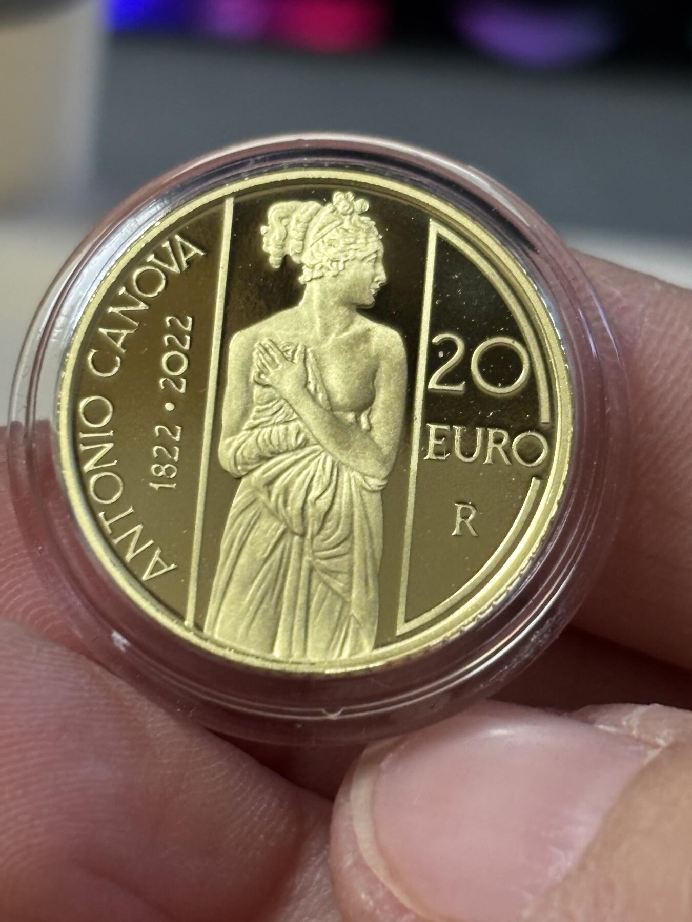 第183期拍卖 意大利2022年安东尼奥·卡诺瓦逝世 200 周年金币，900金，6.451克，发行1500枚