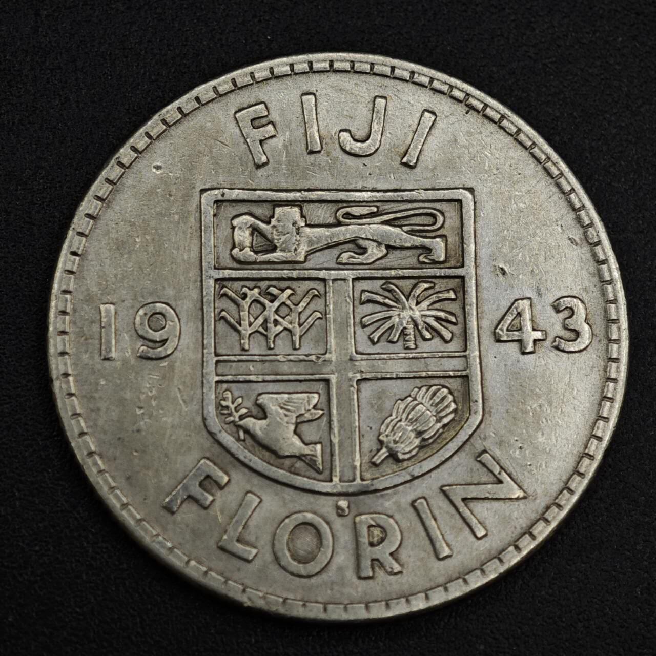 【淘币小摊】限时拍第八百一十二拍  小银币场  满百包邮可预留两周  周一统一发货  斐济1943年乔治六世弗洛林银币