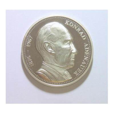 德国1967年国父阿登纳+勃兰登堡门 高浮雕精制大镀银章 40MM - 德国1967年国父阿登纳+勃兰登堡门 高浮雕精制大镀银章 40MM