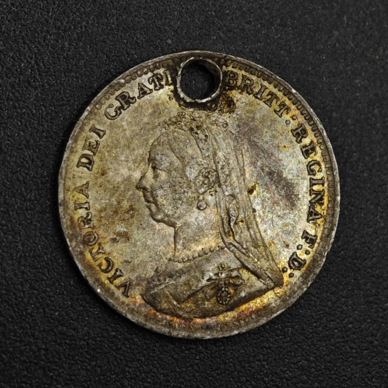 【淘币小摊】限时拍第八百一十二拍  小银币场  满百包邮可预留两周  周一统一发货  英国1890年维多利亚3便士银币