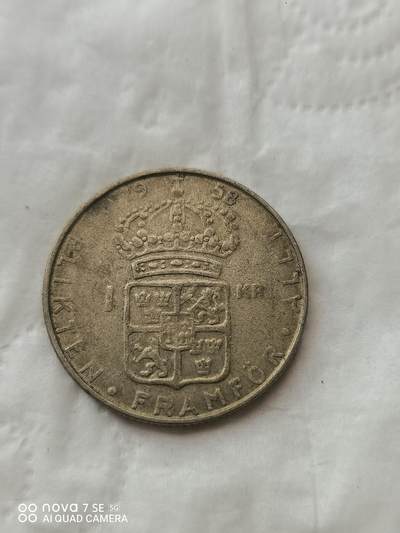 外国钱币 - 58年瑞典1克郎