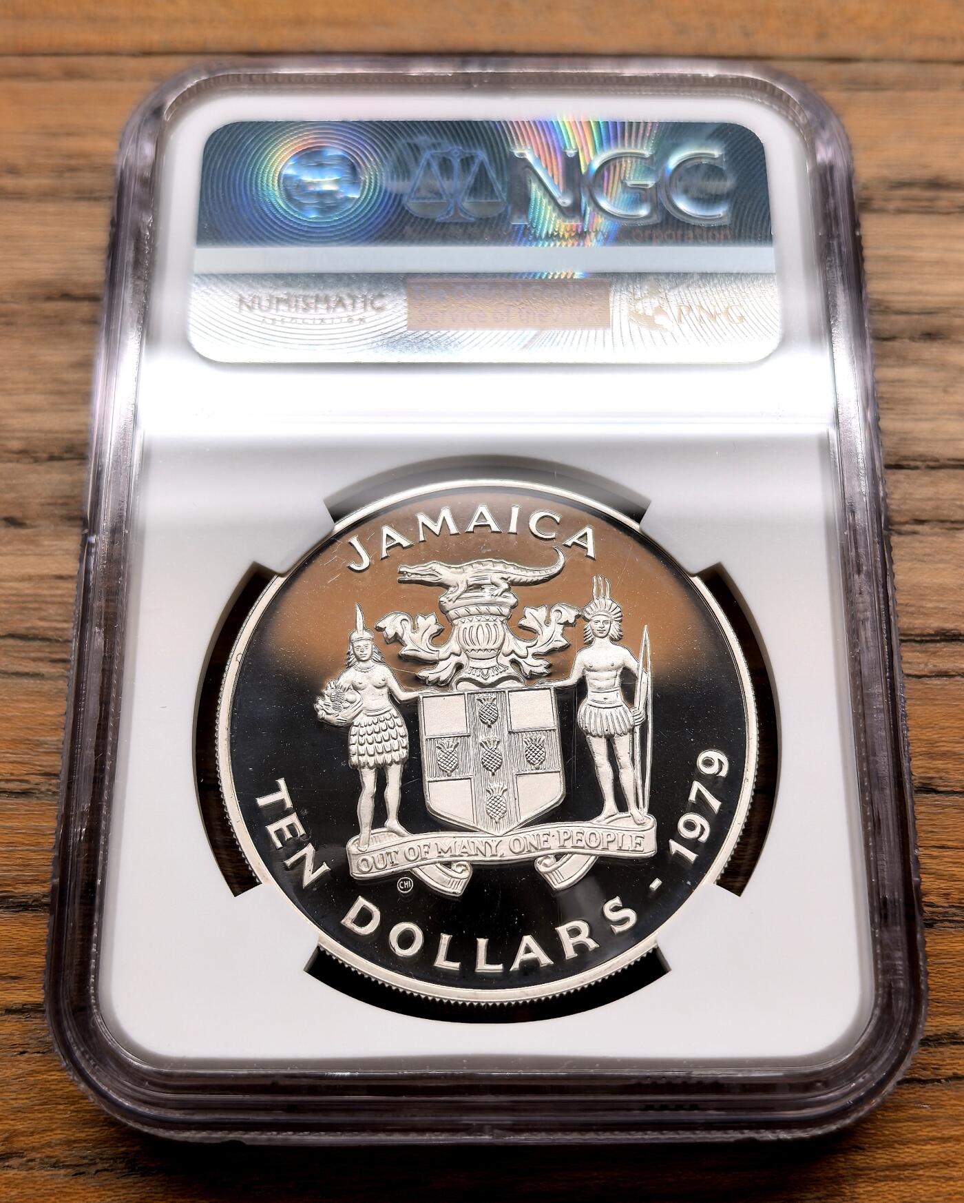 纫秋兰以为佩·凡希社微拍感恩专场 1979牙买加儿童年10元大银NGC-PF69UC