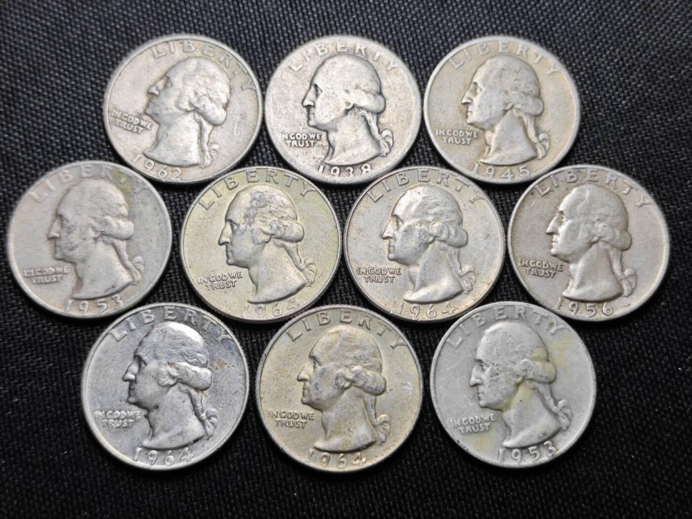 KK钱币收藏小铺 （套币 好品/批量散币 银币）专场  2月预留时间 周末发货  美国25分银币一组10枚