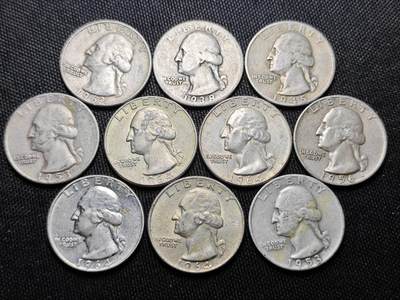 KK钱币收藏小铺 （套币 好品/批量散币 银币）专场  2月预留时间 周末发货 -  美国25分银币一组10枚
