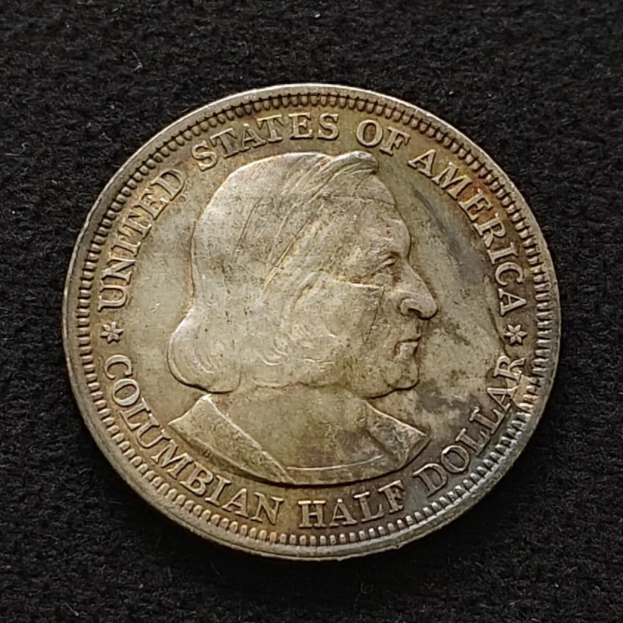 【全场包邮】纯粹捡漏拍483场（免费代拍第20场） 美国1892年半元哥伦布发现美洲400周年纪念银币