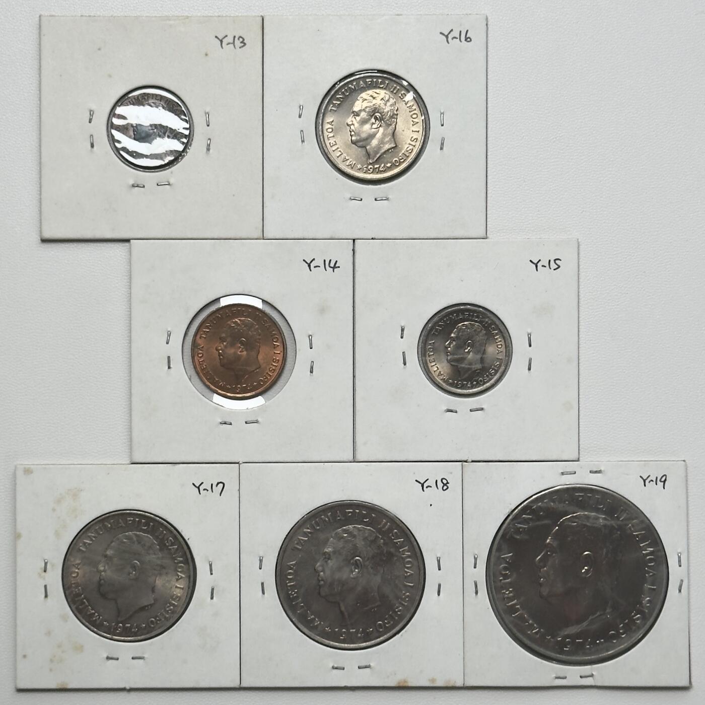 ＜小葵钱铺＞第66期·散币·银币场·满200包邮，不寄存·12月1号发货 西萨摩亚1974年套币7枚