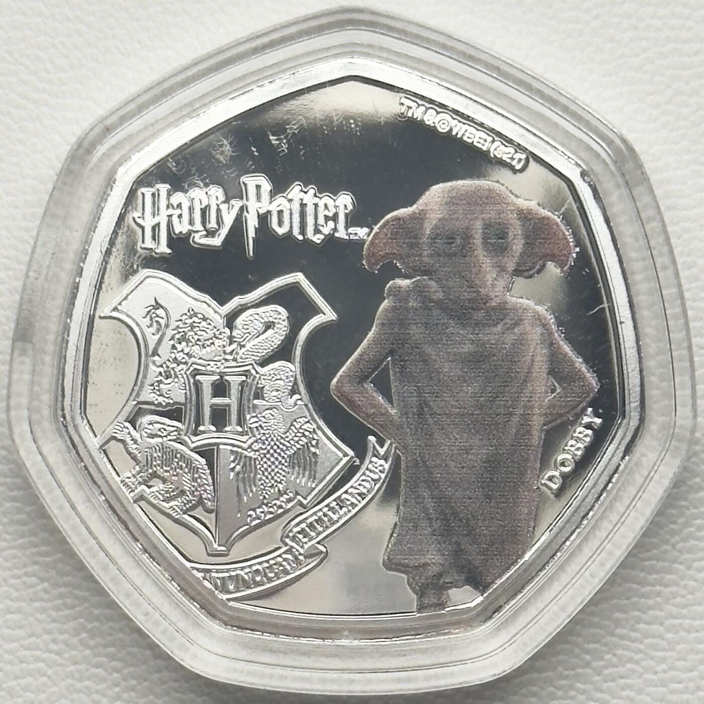 ＜小葵钱铺＞第66期·散币·银币场·满200包邮，不寄存·12月1号发货 〈发行量19999〉库克群岛2021年哈利波特·多比25分彩色镀银类精制纪念币