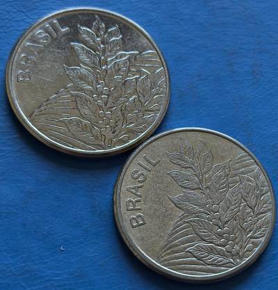 外国优质老铜币银币，周六九点倒数截拍，满百包邮，可寄存半年，喜欢朋友微信扫描二维码可直接参拍 - 巴西5库鲁2枚