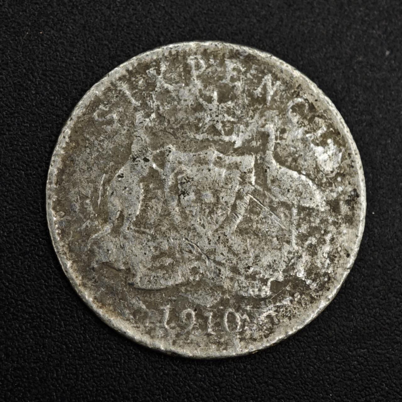 【淘币小摊】限时拍第八百一十二拍  小银币场  满百包邮可预留两周  周一统一发货  澳大利亚1910年爱德华七世6便士银币