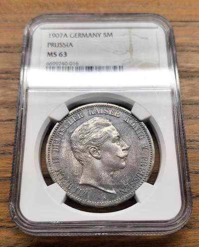 纫秋兰以为佩·凡希社微拍感恩专场 - 1907A德国普鲁士威廉二世5马克大银NGC-MS63