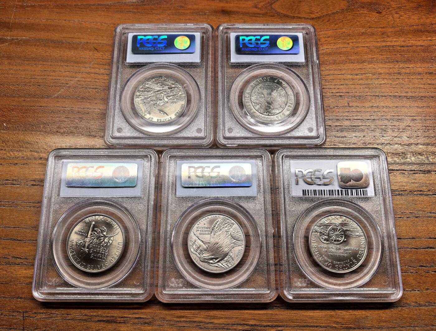 纫秋兰以为佩·凡希社微拍感恩专场 美国半美元纪念币五枚一组，全部评级PCGS-MS69