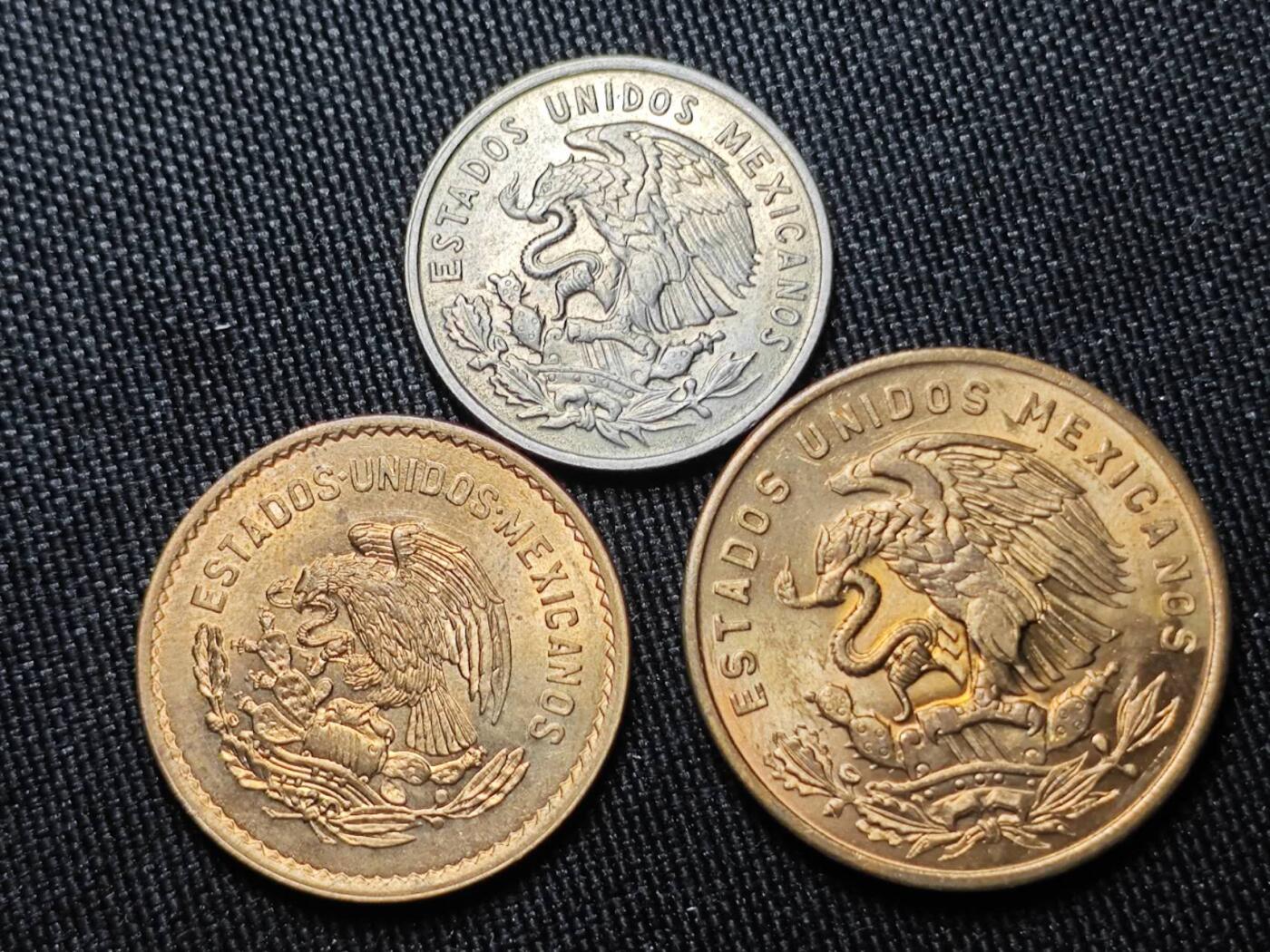 KK钱币收藏小铺 （套币 好品/批量散币 银币）专场  2月预留时间 周末发货  墨西哥好品铜镍 铜币一组3枚