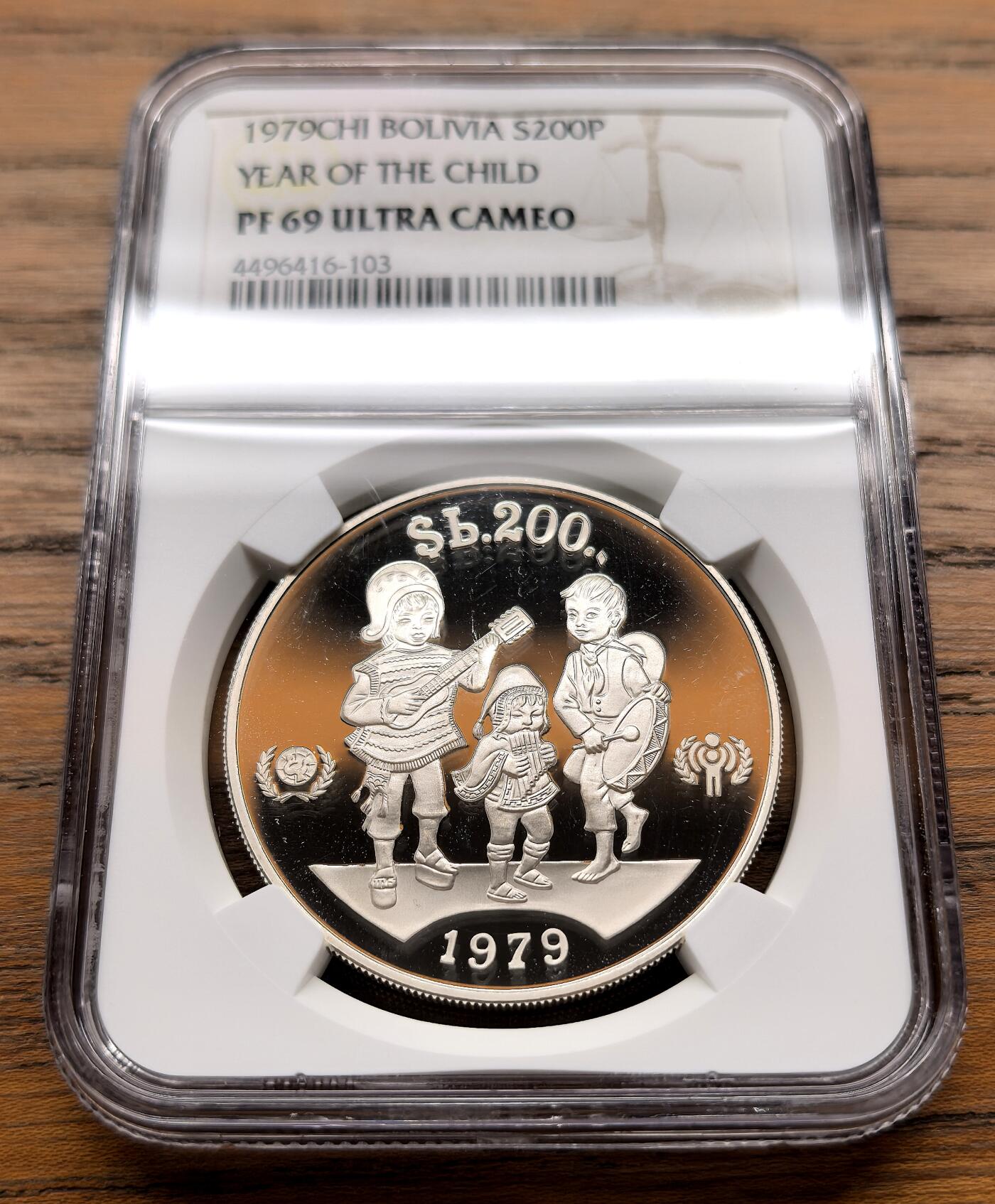 纫秋兰以为佩·凡希社微拍感恩专场 1979玻利维亚儿童年200P大银NGC-PF69UC