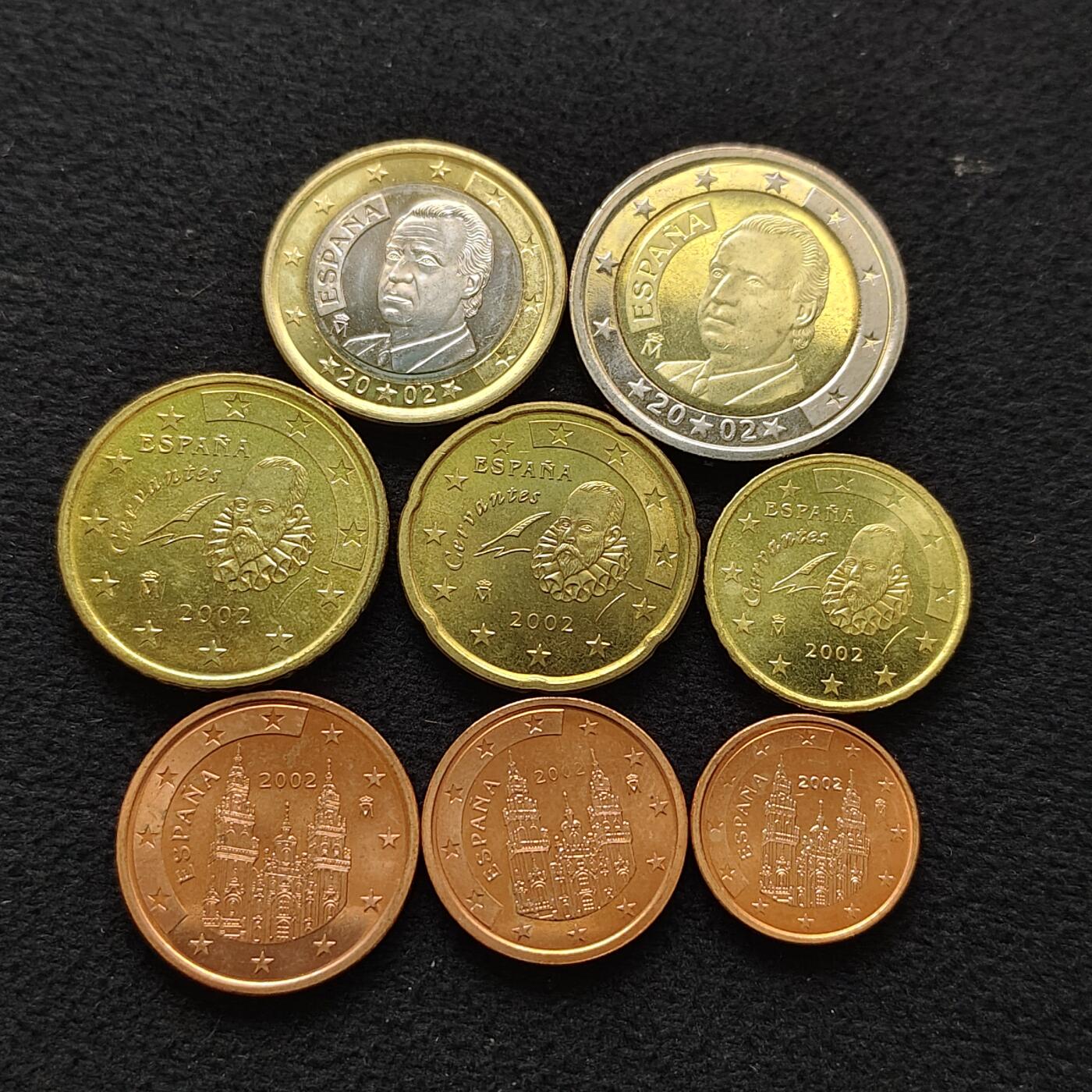 【全场包邮】纯粹捡漏拍484场（免费代拍第21场） 西班牙2002年欧元首发年份8枚套币