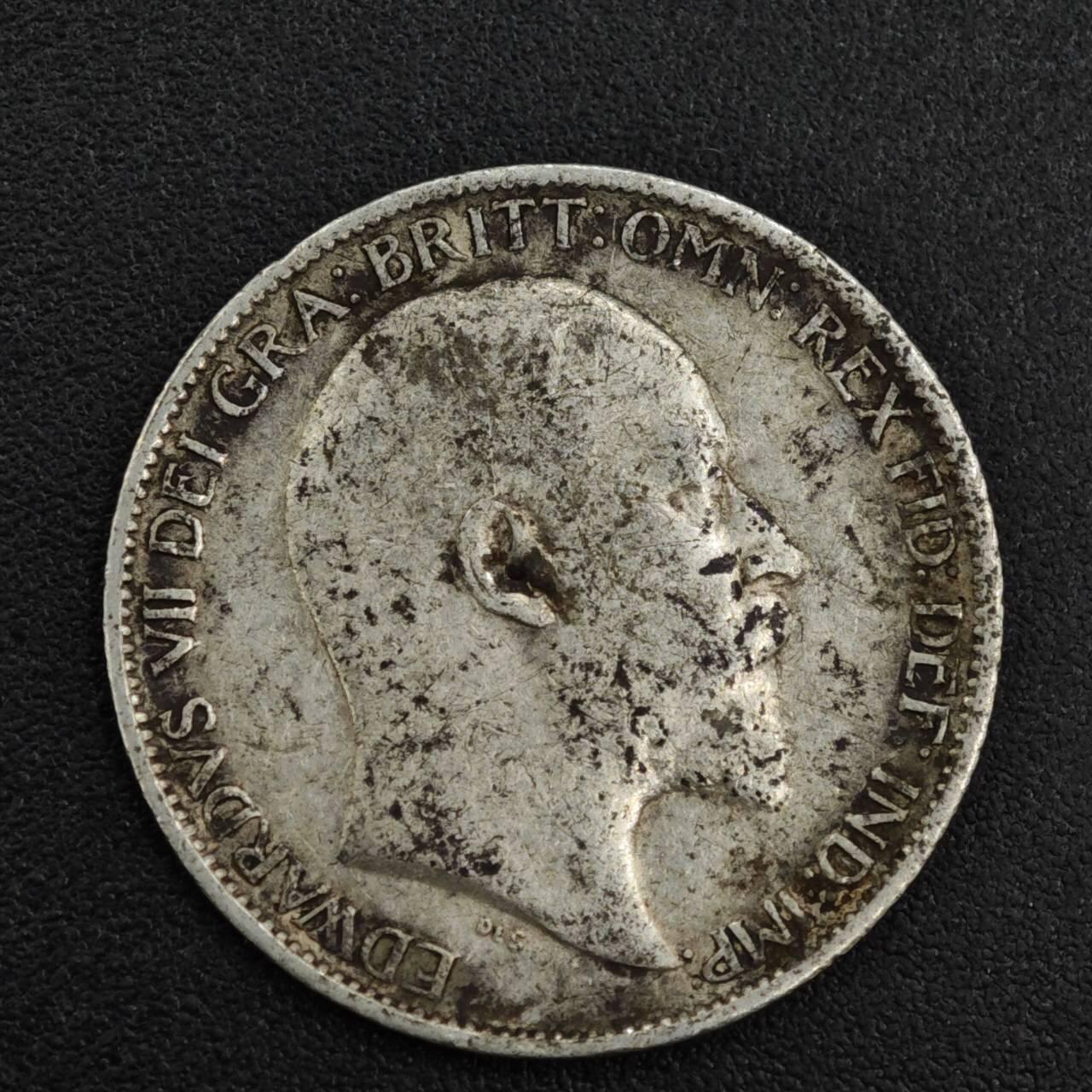 【淘币小摊】限时拍第八百一十二拍  小银币场  满百包邮可预留两周  周一统一发货  英国1906年爱德华七世6便士银币