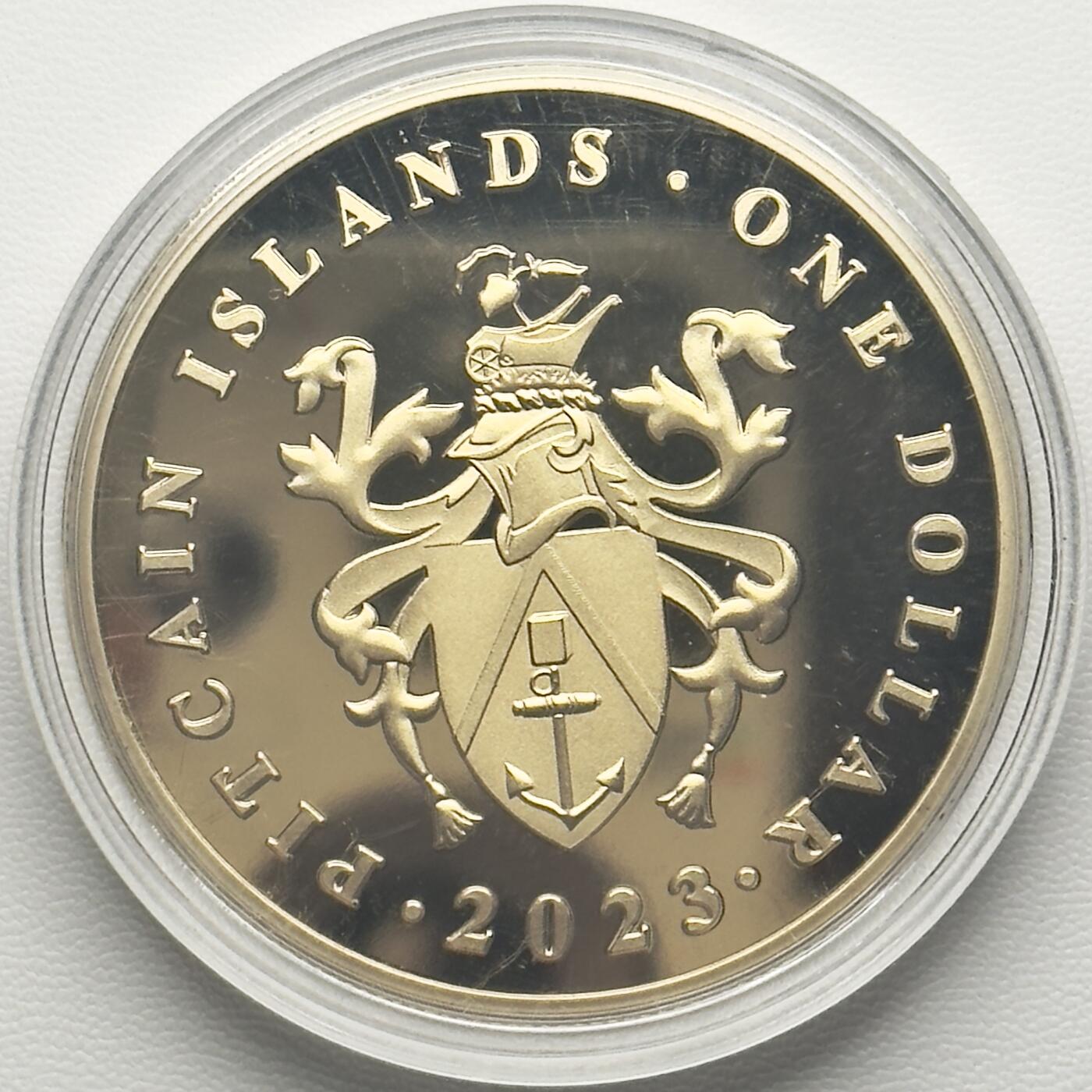 ＜小葵钱铺＞第66期·散币·银币场·满200包邮，不寄存·12月1号发货 〈50mm，45g〉皮特凯恩群岛2023年乔治·华盛顿1元镀金纪念币