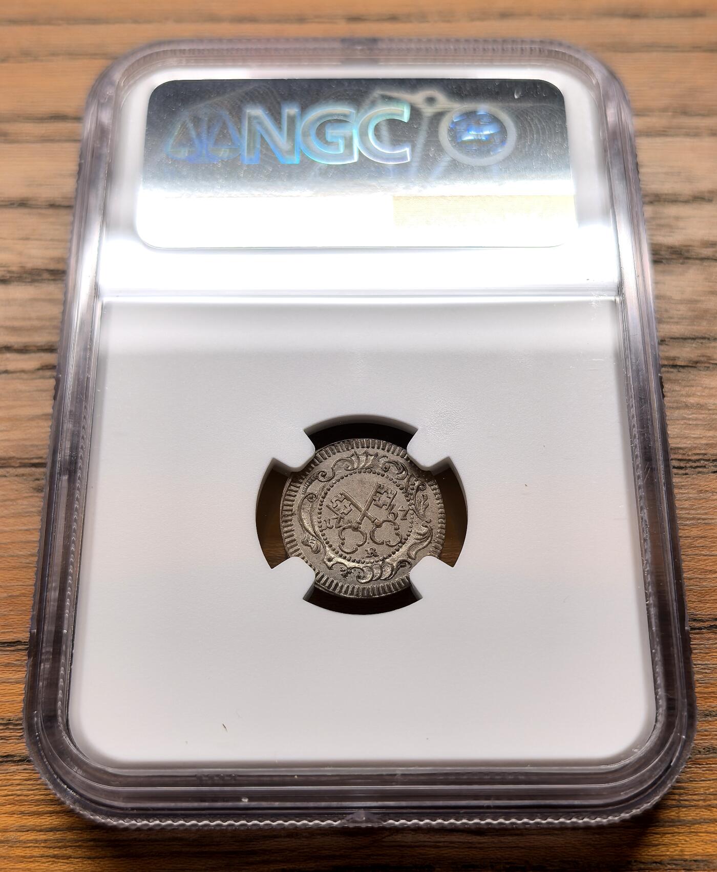 纫秋兰以为佩·凡希社微拍感恩专场 1767R神罗雷根斯堡1K银币NGC-MS64，罕见收藏级品质！