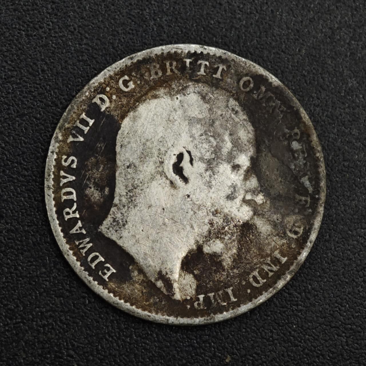 【淘币小摊】限时拍第八百一十二拍  小银币场  满百包邮可预留两周  周一统一发货  英国1907年爱德华七世3便士银币