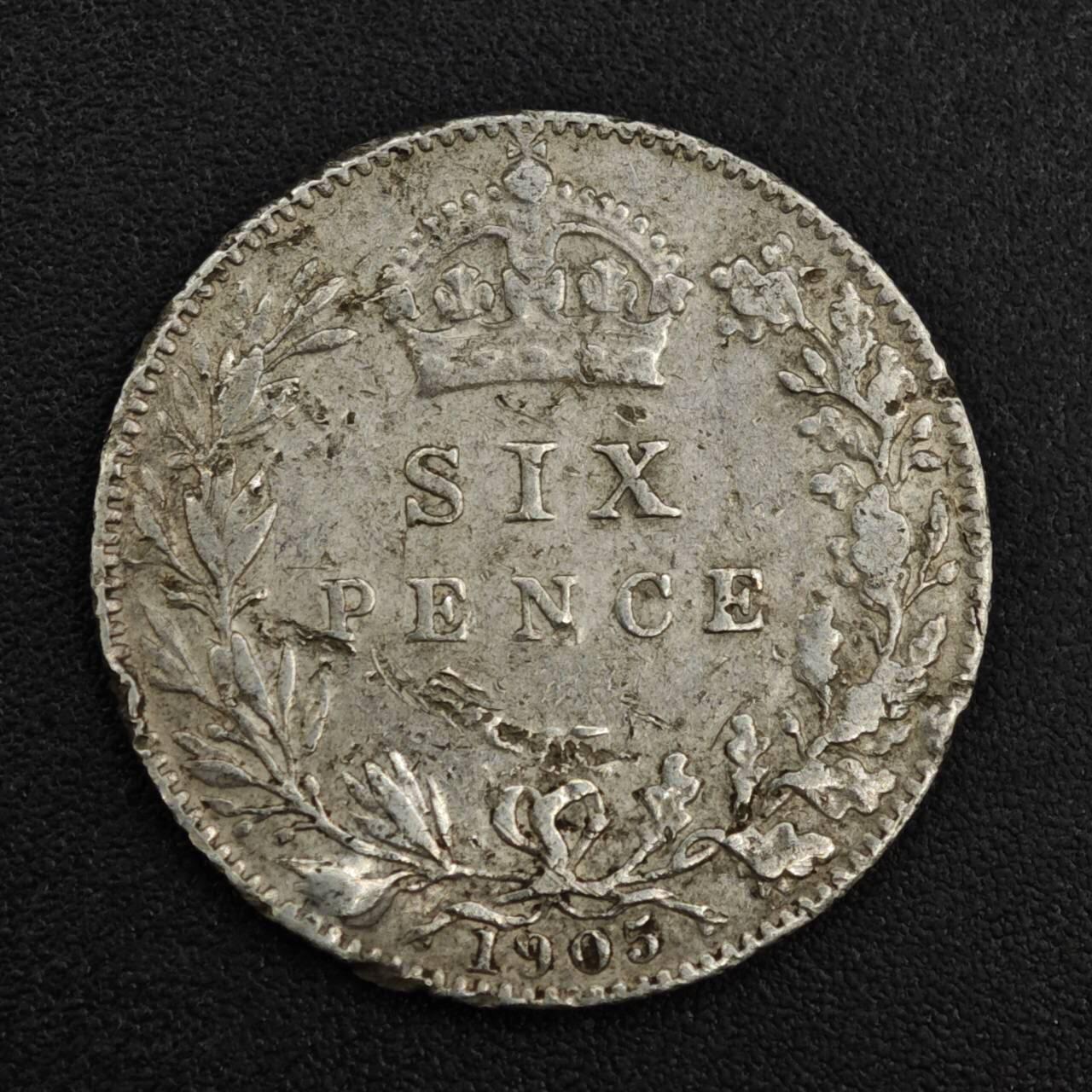 【淘币小摊】限时拍第八百一十二拍  小银币场  满百包邮可预留两周  周一统一发货  英国1905年爱德华七世6便士银币