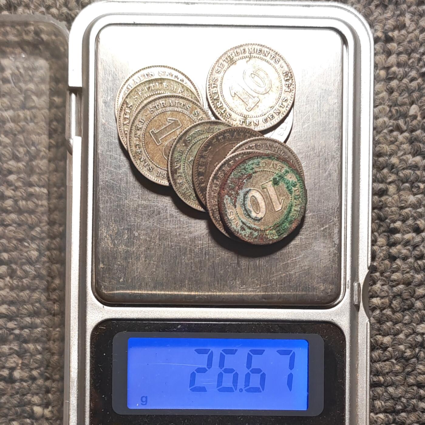 英属海峡殖民地乔治五世10分银币十枚