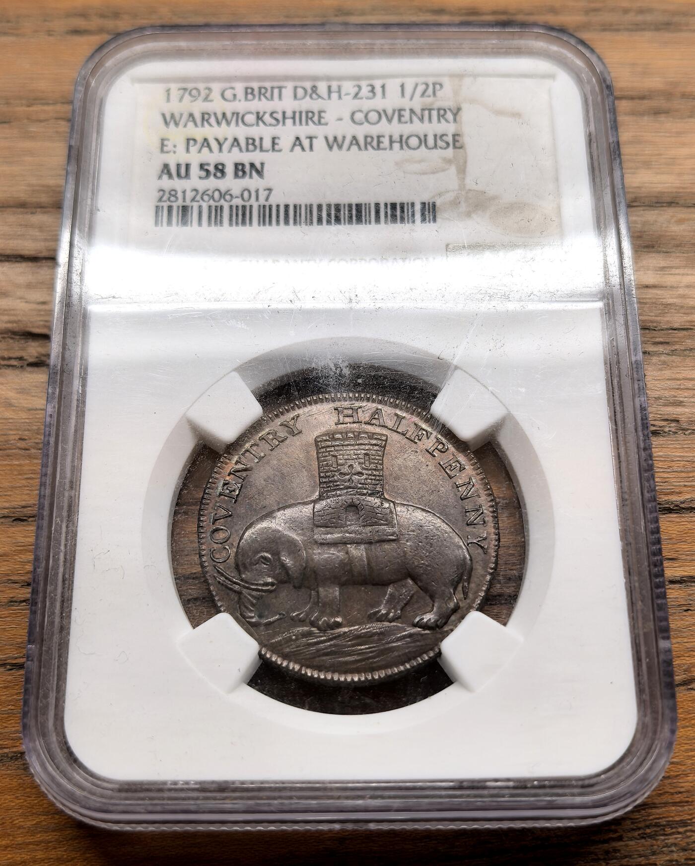 纫秋兰以为佩·凡希社微拍感恩专场 1792英国考文垂戈黛娃夫人1/2便士token NGC-AU58