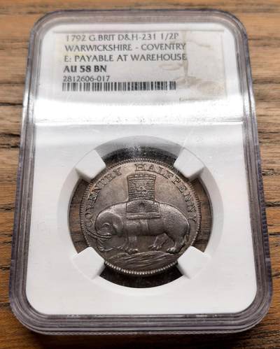 纫秋兰以为佩·凡希社微拍感恩专场 - 1792英国考文垂戈黛娃夫人1/2便士token NGC-AU58