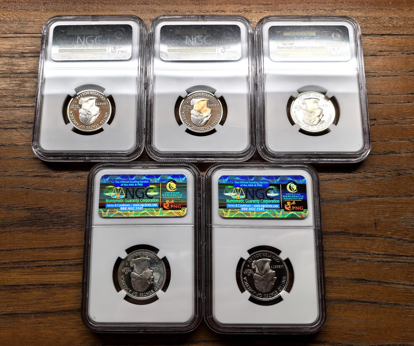 纫秋兰以为佩·凡希社微拍感恩专场 2005美国联邦州25分纪念银币五枚套NGC-PF69UC，俄勒冈等。