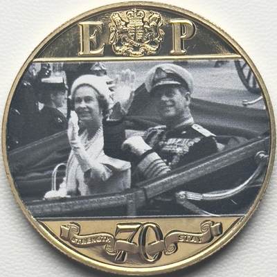 ＜小葵钱铺＞第66期·散币·银币场·满200包邮，不寄存·12月1号发货 - 直布罗陀2017年七十年的奉献•马车黑白肖像照1克朗镀金纪念币