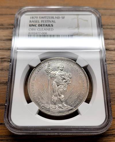 纫秋兰以为佩·凡希社微拍感恩专场 - 1879瑞士巴塞尔射击节纪念5法郎大银NGC-UNCD