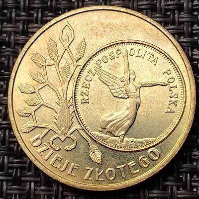 布加迪🐬～世界钱币(上海)🌾第 262 期 /  各国套币和散币 - 波兰🇵🇱 2007年 历史上的货币币中币 2兹罗提纪念铜币