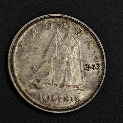 【淘币小摊】限时拍第八百一十二拍  小银币场  满百包邮可预留两周  周一统一发货  - 加拿大1943年乔治六世10分银币