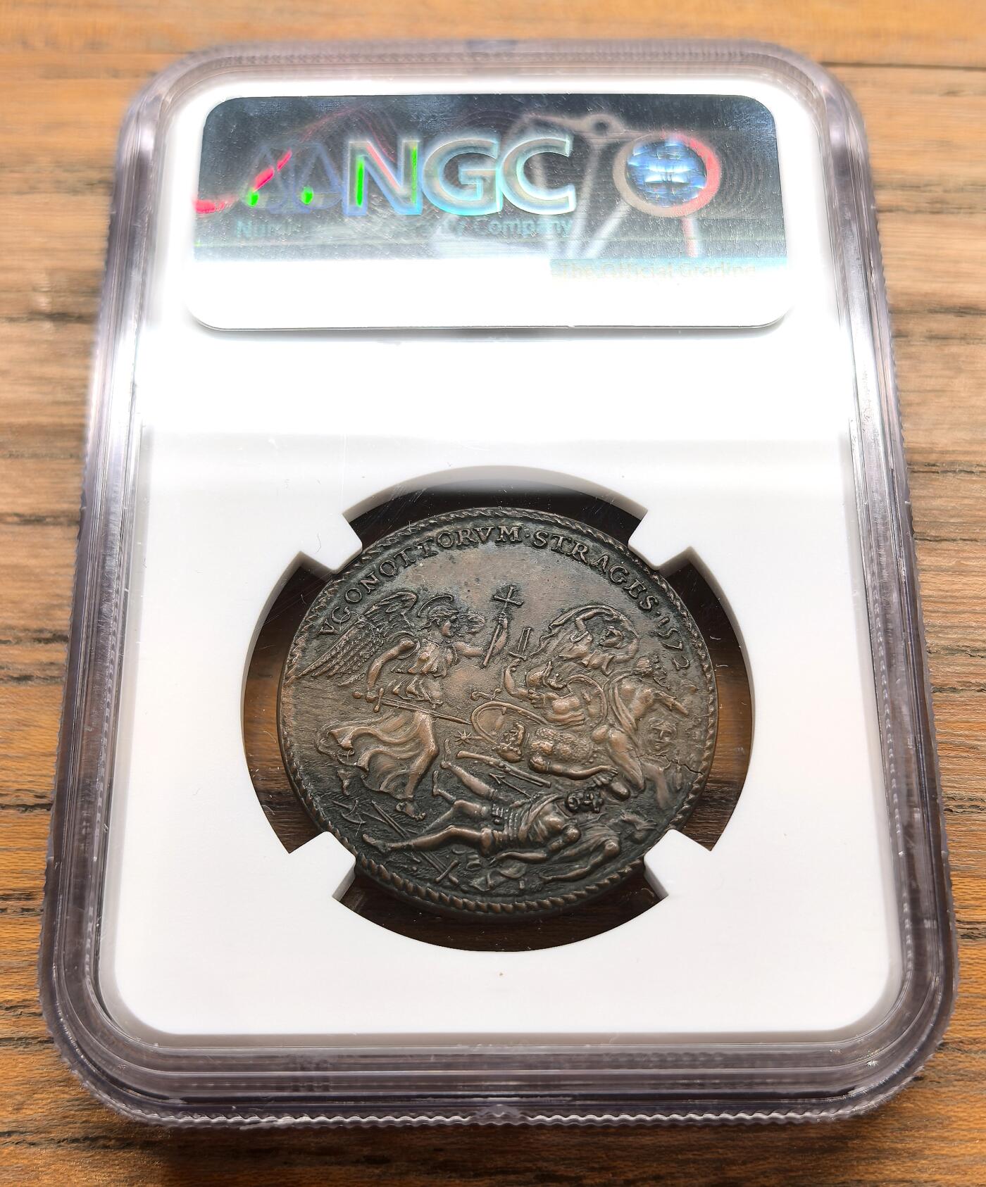 纫秋兰以为佩·凡希社微拍感恩专场 1572-85梵蒂冈教皇格里高利十三世“圣巴托洛缪大屠杀”纪念铜章NGC-MS61，格里高利历是这位教皇留给人类最不朽的遗产。