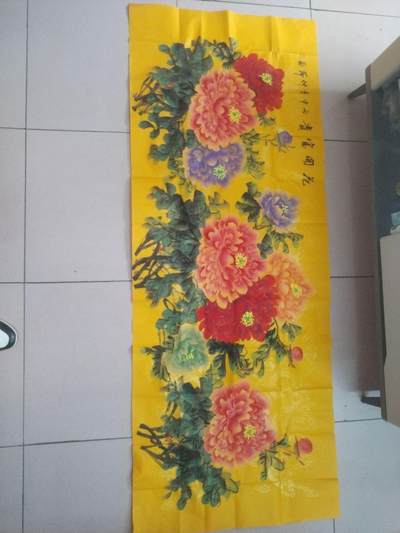 字画专场 - 邵仲节老师手绘牡丹 花开富贵。180*70cm。