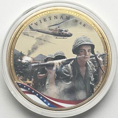 ＜小葵钱铺＞第66期·散币·银币场·满200包邮，不寄存·12月1号发货 - 〈50mm，45g〉皮特凯恩群岛2023年越南战争1元镀金纪念币